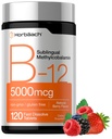 Horbäach B12 Vitamina 5000 mcg | 120 compresse dissolve veloci | Methylcobalamin sublinguale | Vegetariano, Non OGM & Gluten