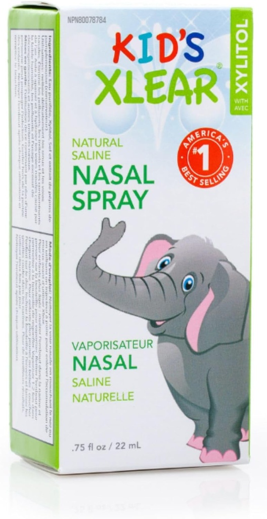 Xlear Natural Xylitol Saline Nasal Spray per bambini - Decongestant giornaliero, Nose Moisturizer, 0.75 fl oz (Pack of 1)