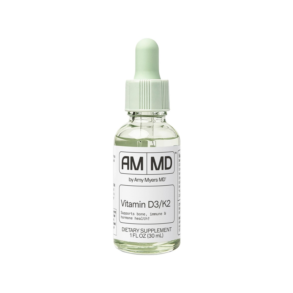 Amy Myers MD Vitamin D3/K2 Liquid - Supporta la salute, la funzione immunitaria e l'equilibrio dell'ormone - Alto assorbimento - Non-Dairy, senza glutine - 1 fl oz (30 Serve)