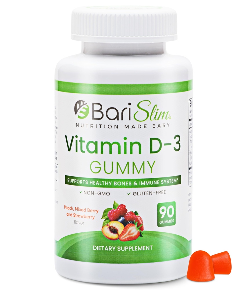 BariSlim Bariatric Vitamina D-3 Gummies - Vitamina Gummy appositamente formulata per i pazienti dopo la chirurgia di perdita di peso - Facile da digerire e sapori di frutta di grande gusto | 90