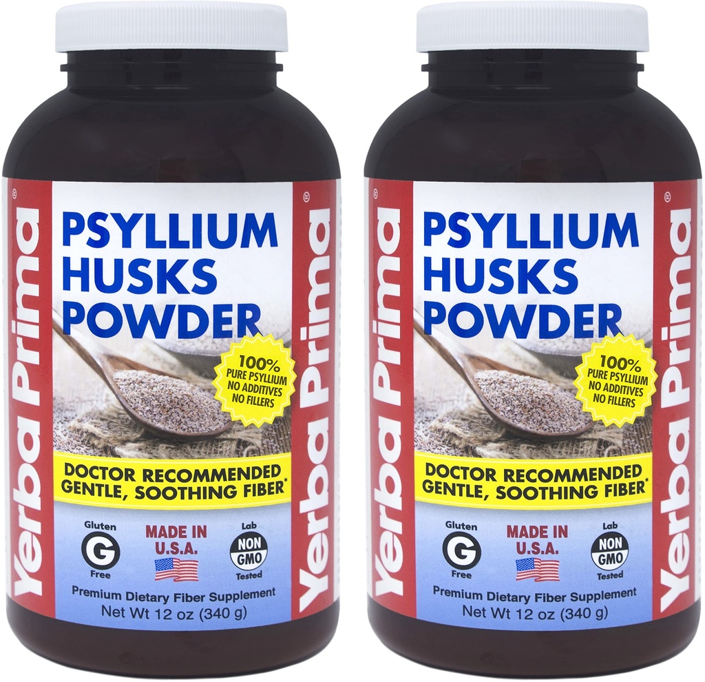 Yerba Prima Psyllium Husk Polvere 12 oz (Pack of 2) - Integratore di fibre naturali