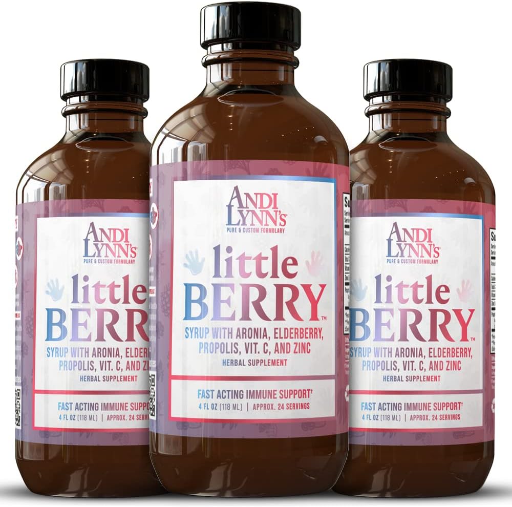 Andi Lynn’s LittleBerry, Elderberry Syrup per i bambini con vitamina C & Zinc, Fast-Acting Immune Support Herbal Supplement, 4 oz (3-Pack)