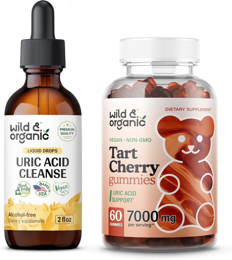 Acido urico selvatico e organico tintura 2 fl oz & Tart Cherry Gummies
