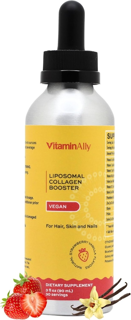 Vegan Liposomal Liquid Collagen Booster Drops | Supporta capelli sani, pelle e unghie | Vegan | Non OGM | Sugar Free | Gluten Free | Facile da usare
