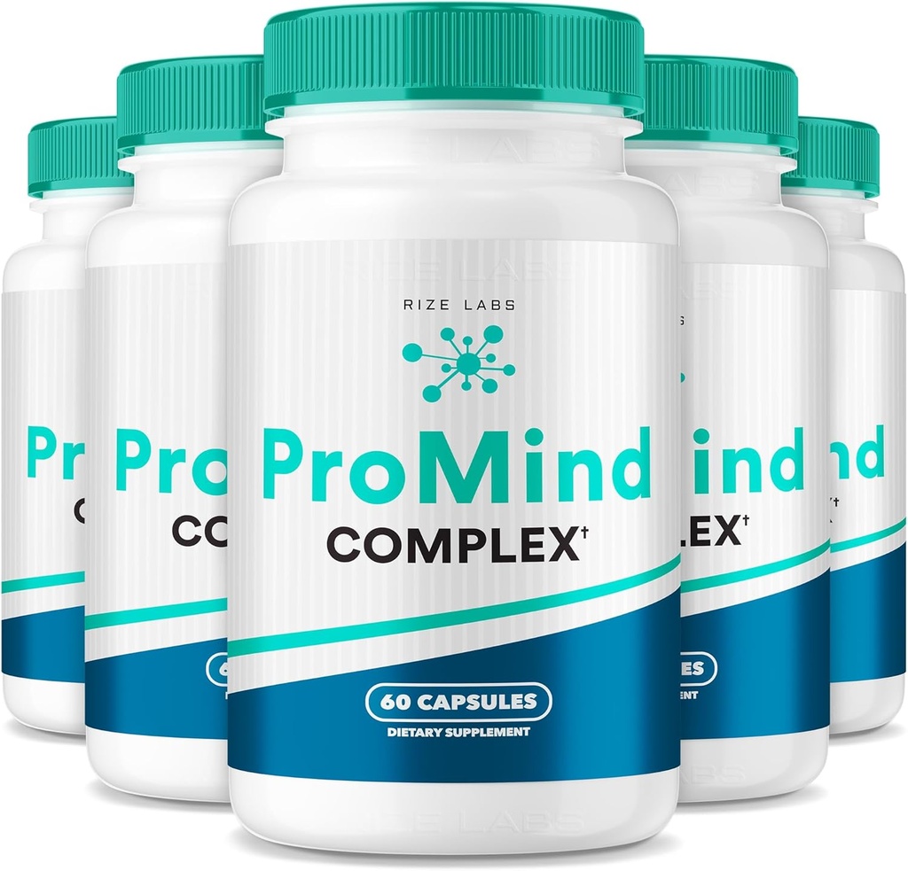 Rize labs ProMind Complex Supplement, Organic Memory Supporting Formula per rafforzare il cervello, usato per aumentare la memoria - Confezione di 5 (300 capsule)