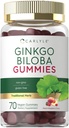 Carlyle Ginkgo Biloba 300mg | 70 Gummies | 45:1 Leaf Extract | con Peach Raspberry Flavor | Vegan, Non OGM, Gluten Free Supplement