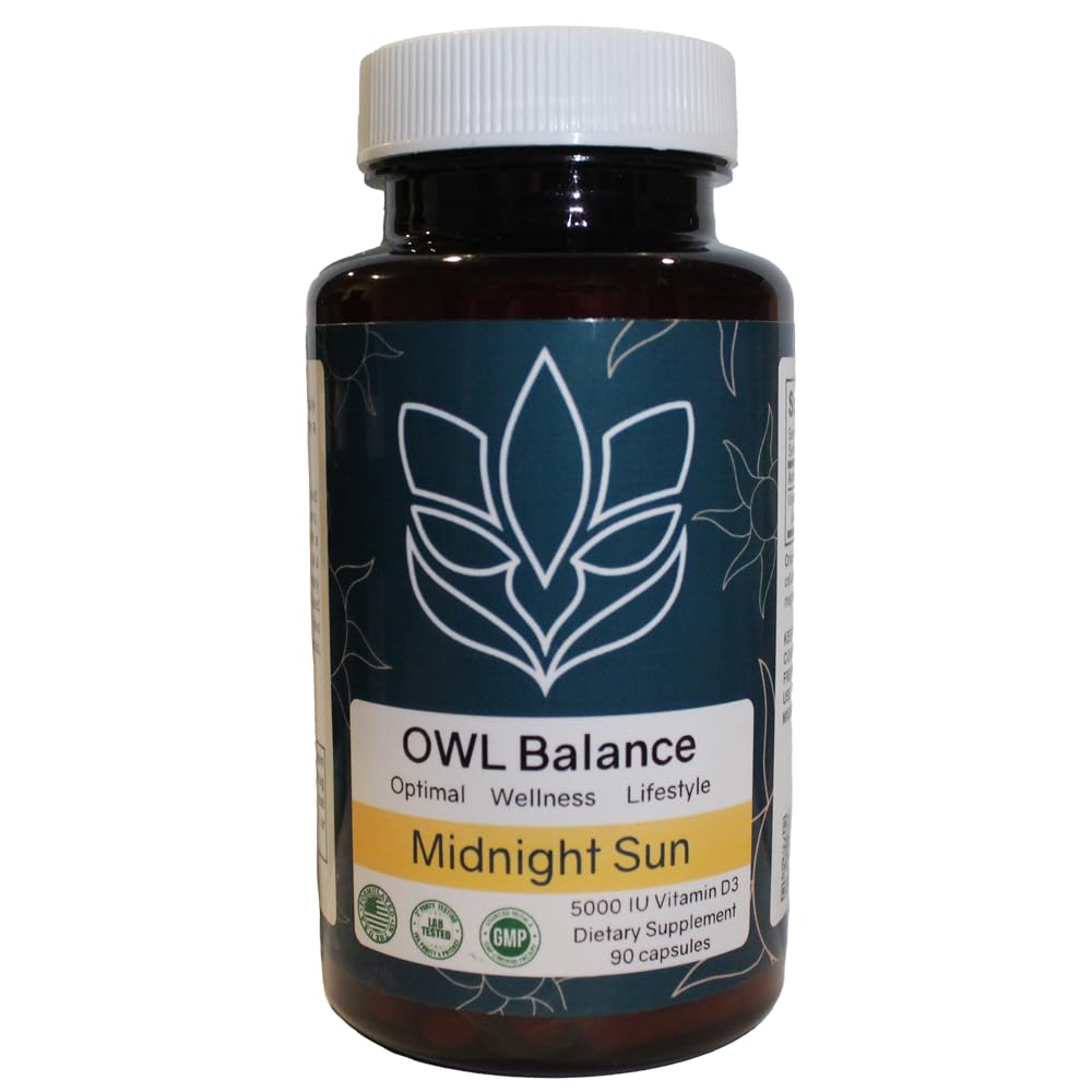 Sole di mezzanotte D3, un supplemento di vitamina D3 Premium progettato per sostenere la vostra salute generale e benessere.