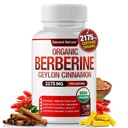 Berberina Organica con Ceylon Cinnamon 2175mg - Supplemento berberina Premium estratto di elevata purezza USDA Organico, sistema immunitario di supporto, Berberine Plus Complex, Non OGM Vegan per le donne 90 capsule