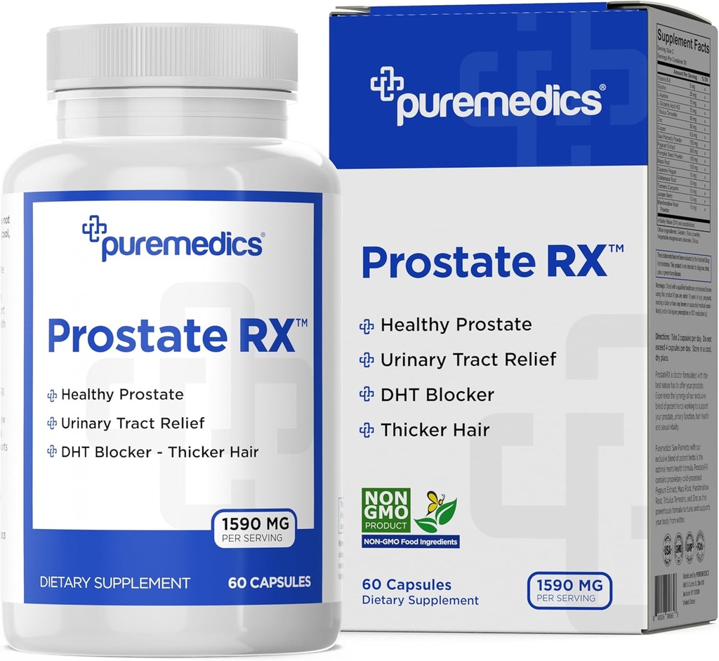 ProstateRX Saw Palmetto, Pygeum & Pumpkin Seed Extract | Prostate & Urinary Health | Bladder Emptying | Ridurre Urgenza | Resistenza clinica 60 capsule