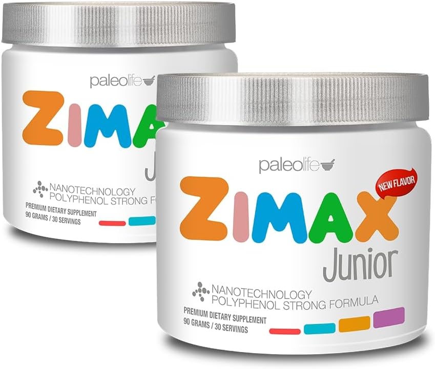 ZIMAX Junior Super Antiossidante per bambini e adolescenti tra 4 e 16 anni, 100% naturale con vitamina C, magnesio, vitamina D3, curcumina, zenzero e minerali