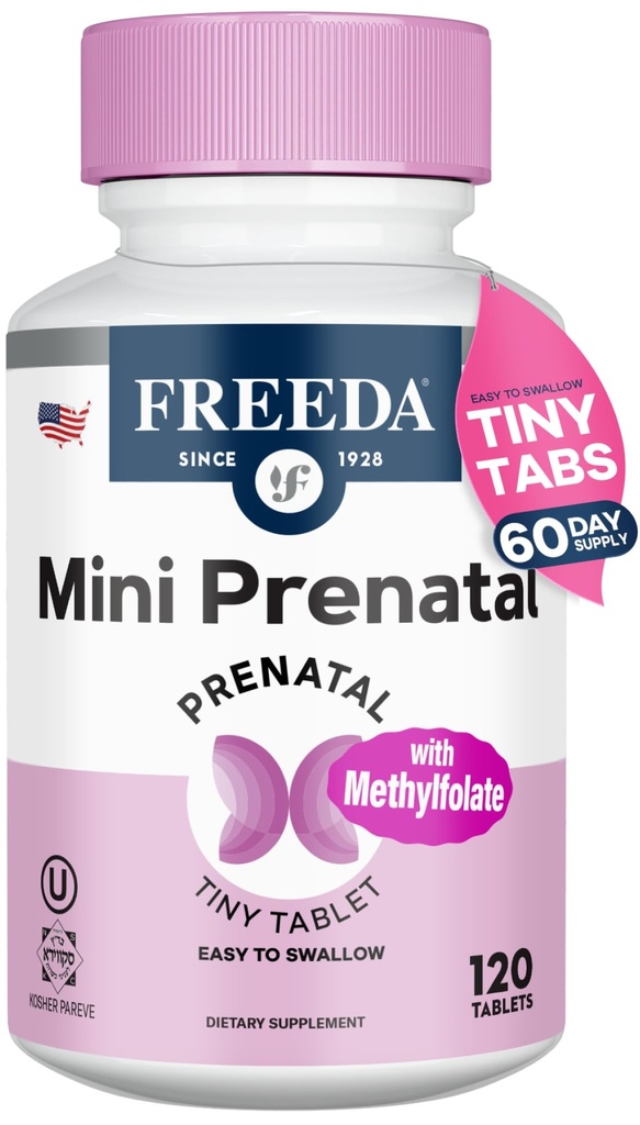 Mini vitamina Prenatale GRATUITA - Prenatali Kosher -Tiny Facile da ingoiare compresse - Vitamine Prenatali con Ferro, Acido Folico Prenatale/Folato, Vitamina D - Pre Natal Multivitamina per le Donne Incinte (120)