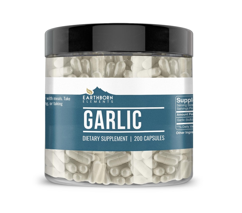 Elementi terrestri Aglio 200 Capsule, Pure & Undiluted, Senza Additivi