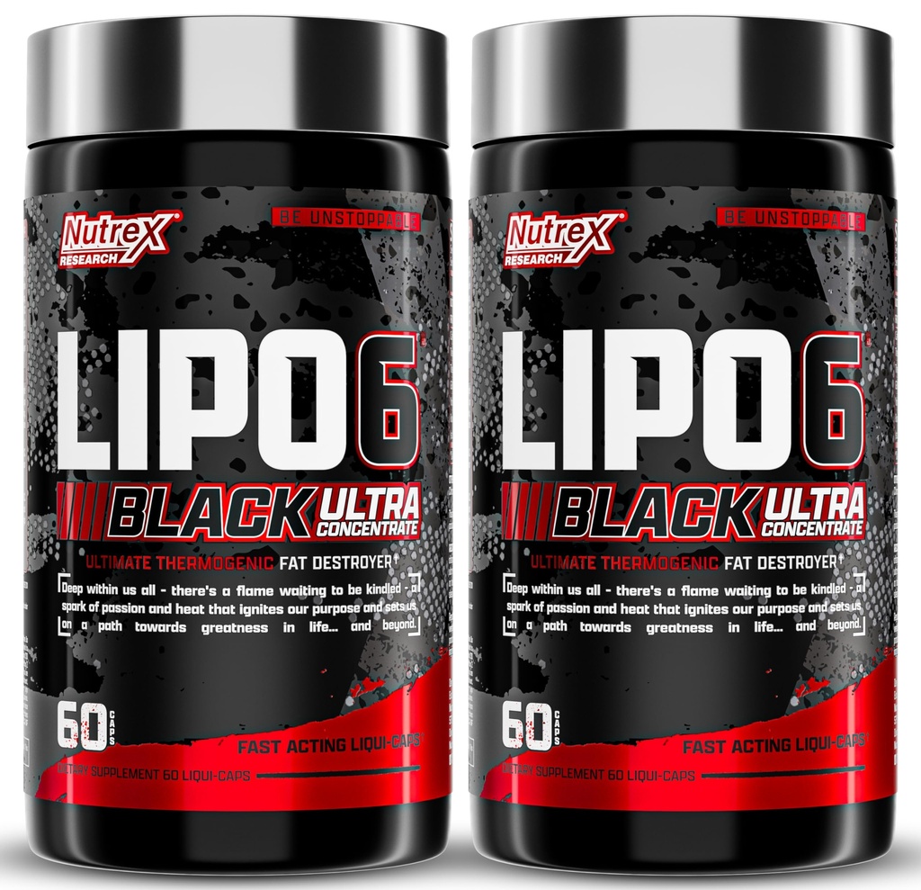 Nutrex Research Lipo-6 Black Ultra Concentrate Thermogenic Fat Burner Supplemento, Aumentare la perdita di peso, Energy & Intense Focus 120 pillole di dieta