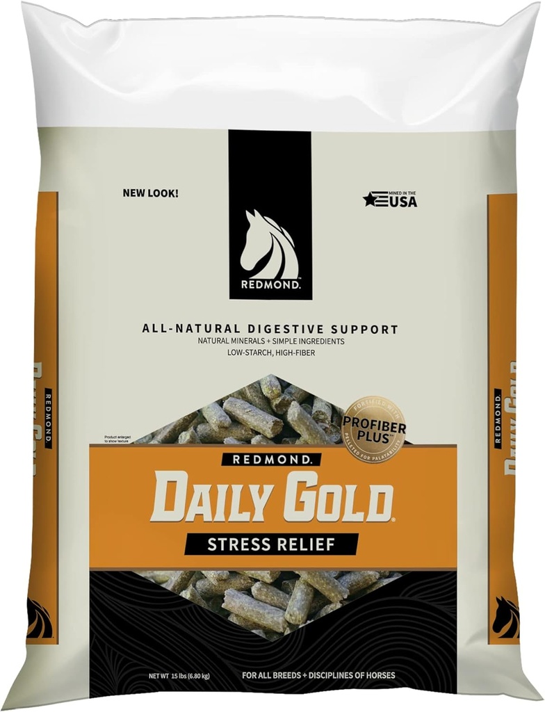 REDMOND Pellets Daily Gold Relief Stress, Argilla di Guarigione Naturale per Ulcer gastrici a Cavalli (15 LB)
