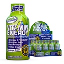 Vitamin Energy Focus+ Extra Strength Energy Shot Blue Raspberry 12 Pack, 260mg Natural Caffeine, B-Vitamins, CoQ10, Aminoacidi, Focus, Produttività & Clarity, Zero Sugar, Gluten-Free, 1.93 fl oz
