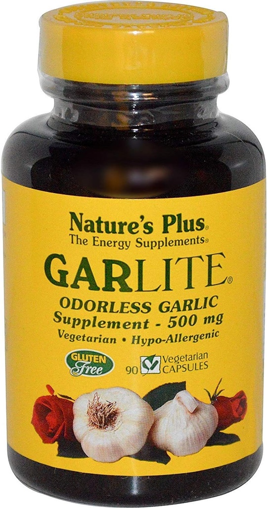 NaturesPlus Garlite Odorless Aglio - 90 Capsule - Vegetariano, Senza Glutine - 90 Serve