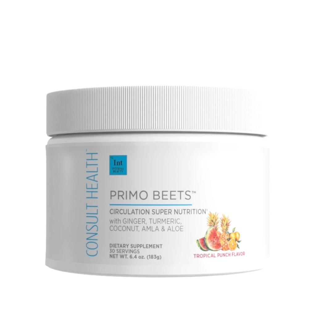Consolare Salute Primo Beets - Bevande Polvere Radice Miscela con Elettroliti - Nitrati per sostenere la Circolazione - Energy Boost - Ginger & Turmeric - Uomini e donne - Pugno tropicale Flavor - 30 Serve