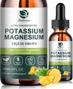 Potassio Magnesio Supplemento Liquido w/Triple Complesso Magnesio Glycinate & Potassium Plus Omega 3, Mossa Mare, Seme Nero, D3K2 & Calcium per Zzz, Gambe & Muscle-2 FL OZ Goccia