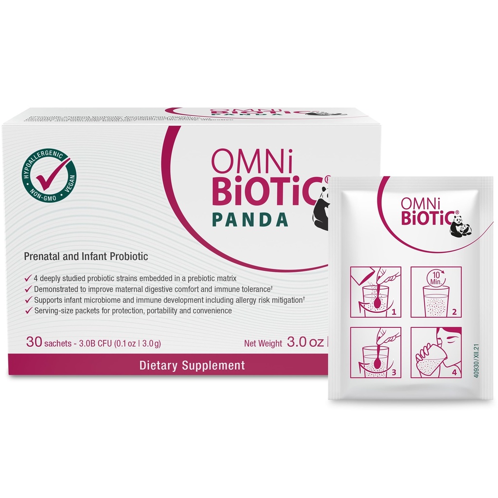 OMNi BiOTiC Panda - Probiotico per la mamma e il bambino - Probiotico Prenatale e Infante - Gut Health & Immune System Support – Vegan e soluzioni anallergiche - Non-GMO (1 pacchetto)