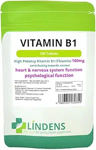 Lindens Vitamina B1 Thiamin 2-Pack 200 Compresse B 1 B-1 Thiamine Qualità naturale