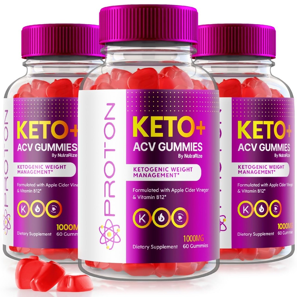 NutraRize (Pack of 3 Proton Keto ACV Gummies Advanced Weight Loss 1000 MG, Maximum Strength Supplement, Gomitas Recensioni (180 Gummies)