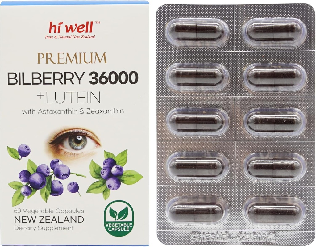 Hi Well Premium Bilberry 36000 + Lutein 12mg 60Vegtarian capsule