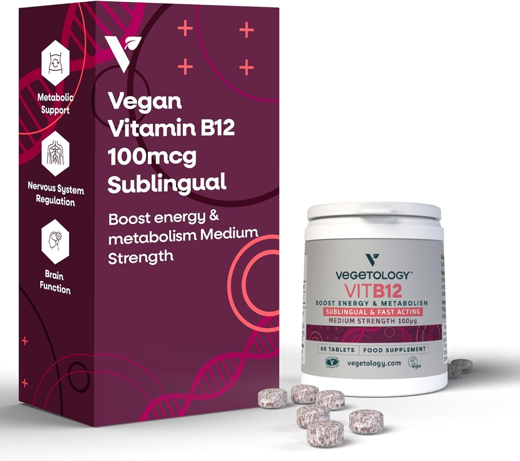 Vegan Vitamina B12 Supplemento sublinguale — per il metabolismo e l'energia, vitamine e integratori di salute — (60 compresse)