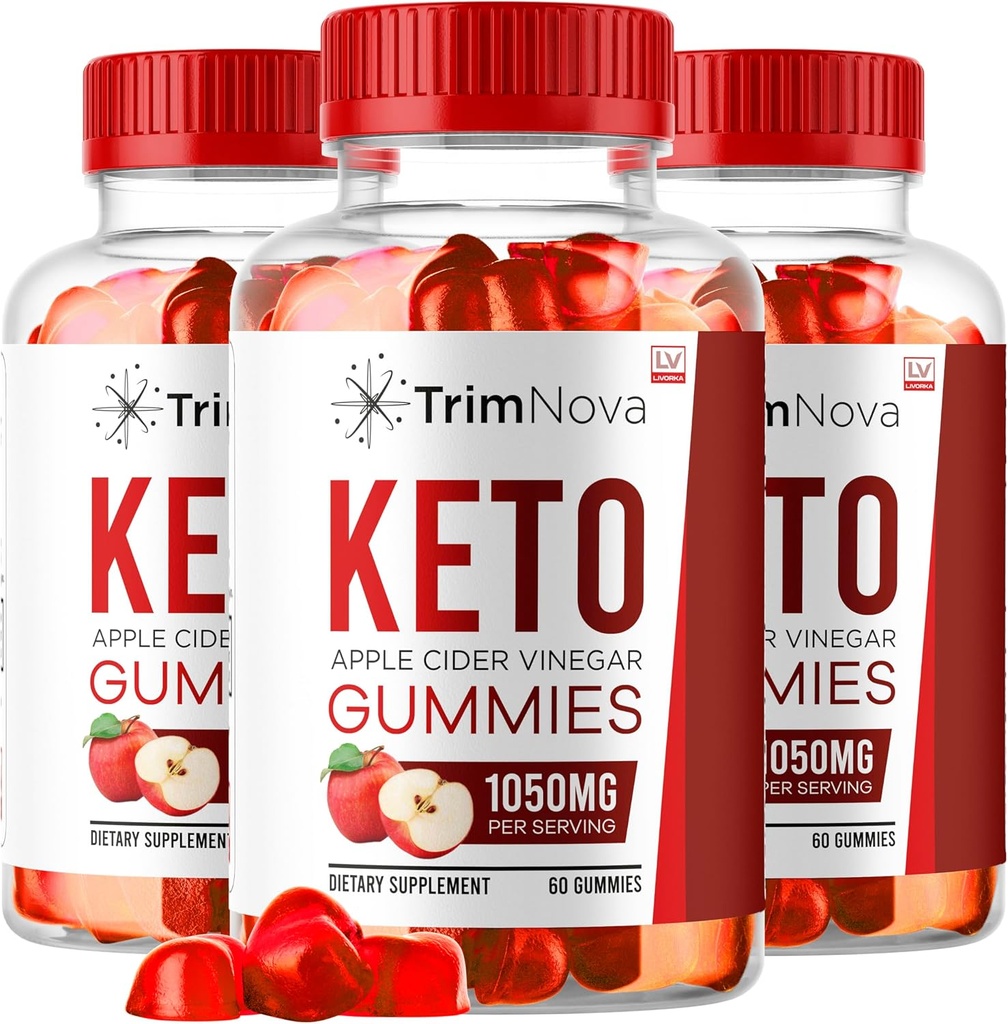 LIVORKA (3 Pack) TrimNova Keto ACV Gummies, TrimNova Gummies, TrimNova Keto, TrimNova Keto ACV Gummies, Trimnova, TrimNova Keto Formula, TrimNova Keto ACV Gummies 1050MG, 180 Gummies per 3 Mesi.
