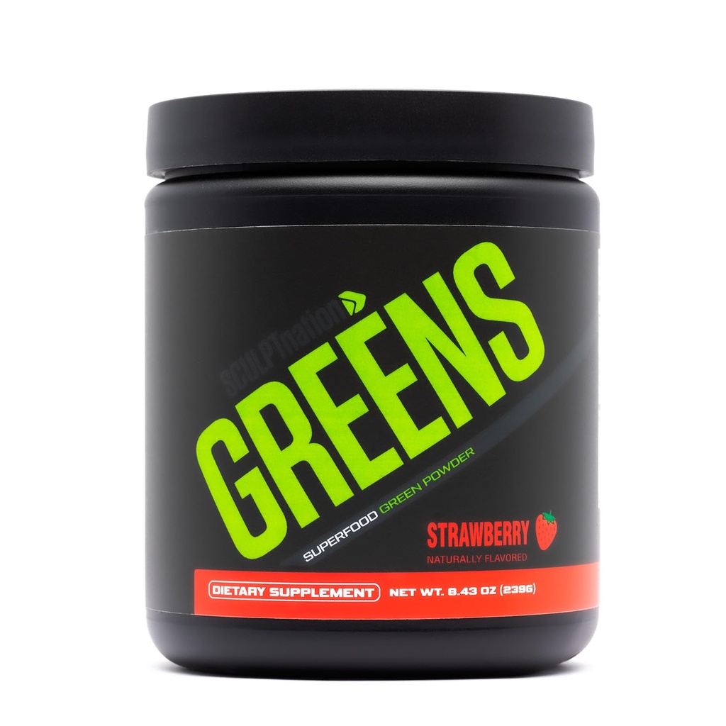 Sculpt Nation di V Shred Greens Strawberry - Premium Greens Powder & Superfood Blend with Collagen to Support Skin, Digestion and Energy - Alimentazione di 30 giorni
