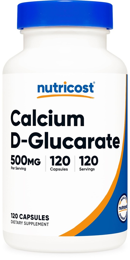 Nutricost Calcium D-Glucarate 500mg, 120 Capsule - Senza glutine, Non OGM, Per vegetariani