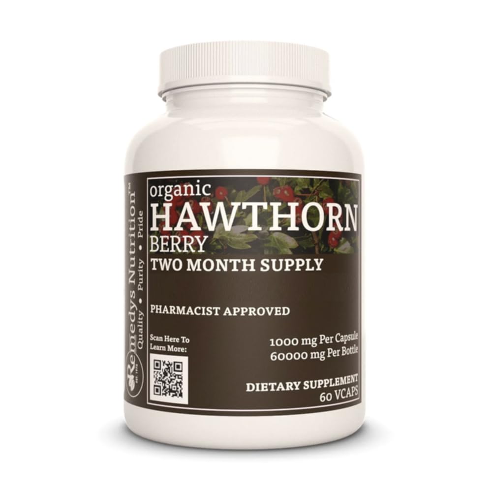 Nutrizione di Remedy Hawthorn Berry | 1.000 mg, 60 Vegan Capsules Integratore alimentare a base di erbe | Fornitura di due mesi