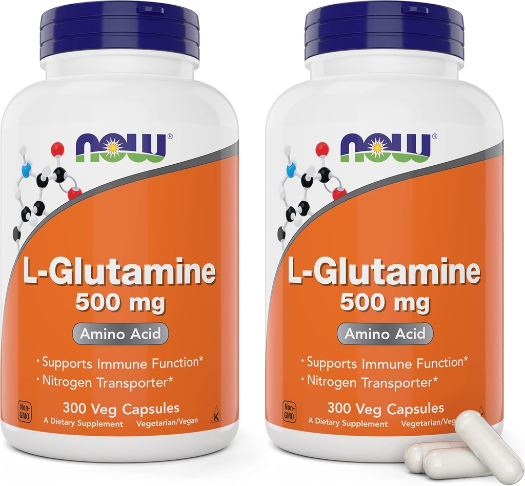 Ora L-Glutamina 500mg 300 capsule di veg (Pack of 2) - Supplemento non OGM - Vegan Lglutamine 500 mg Caps