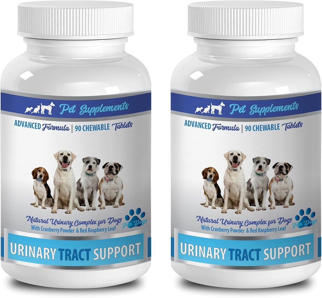 PET SUPPLEMENTARI & NUTRITION LLC Dog Incontinence Natural - Dog Urinary Tract Support - Natural Cranberry Solution - Bladder Health - Vet Raccomandato - Dog Bladder Traats - 2 Bottiglia (180 Trattamenti)