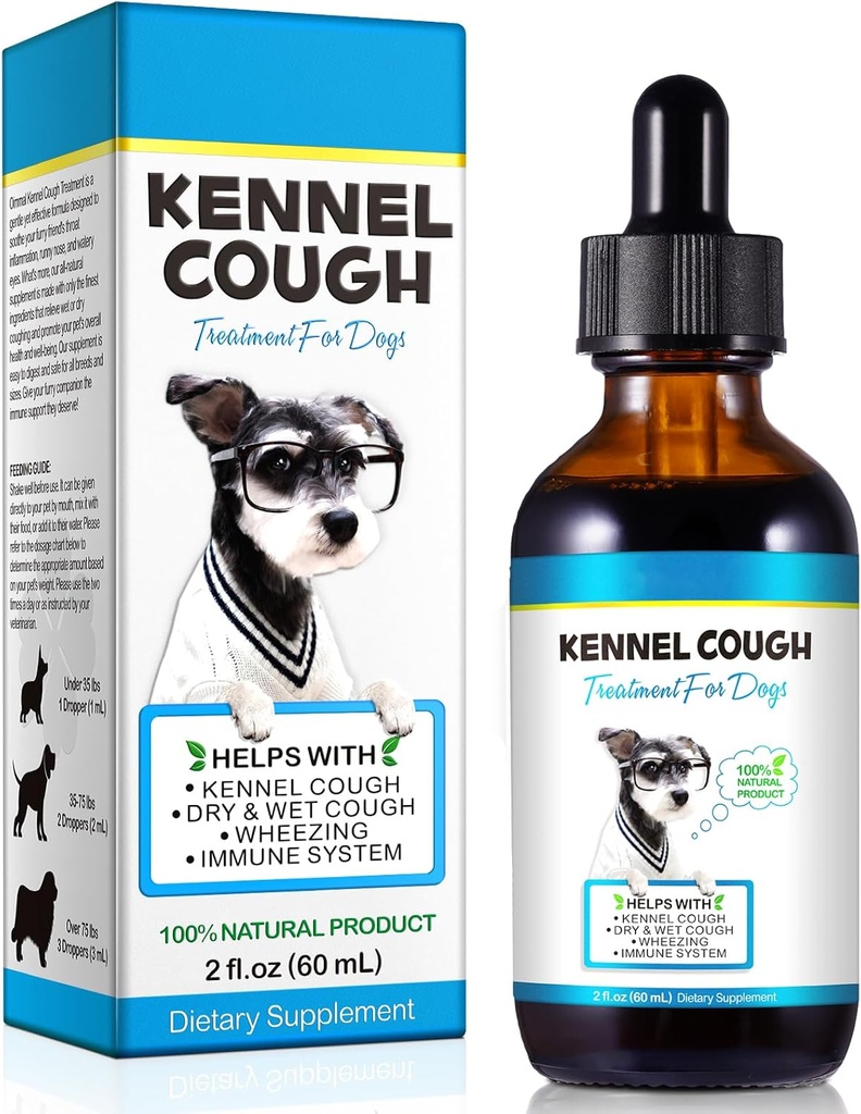 Trattamento della tosse del Kennel per cani, gocce di erbe della tosse del Kennel - 2.02 Fl.oz / 60 ml