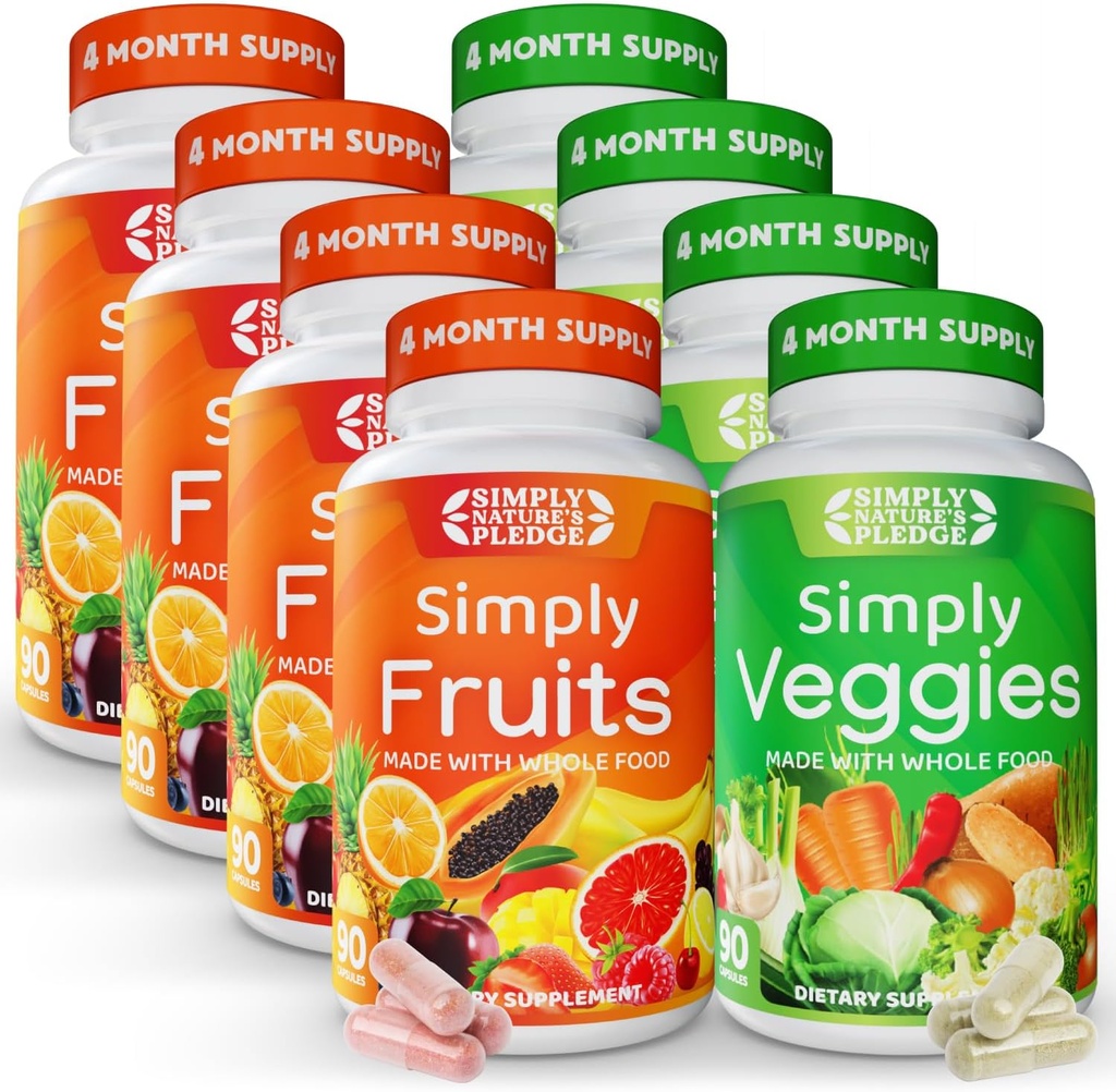 Semplicemente il Pledge della Natura - Confezionato con oltre 40 diversi frutta e verdura - 4 mesi di fornitura - fatto con Superfoods di cibo intero - con Aloe Vera – 100% Soy Free - 720 capsule