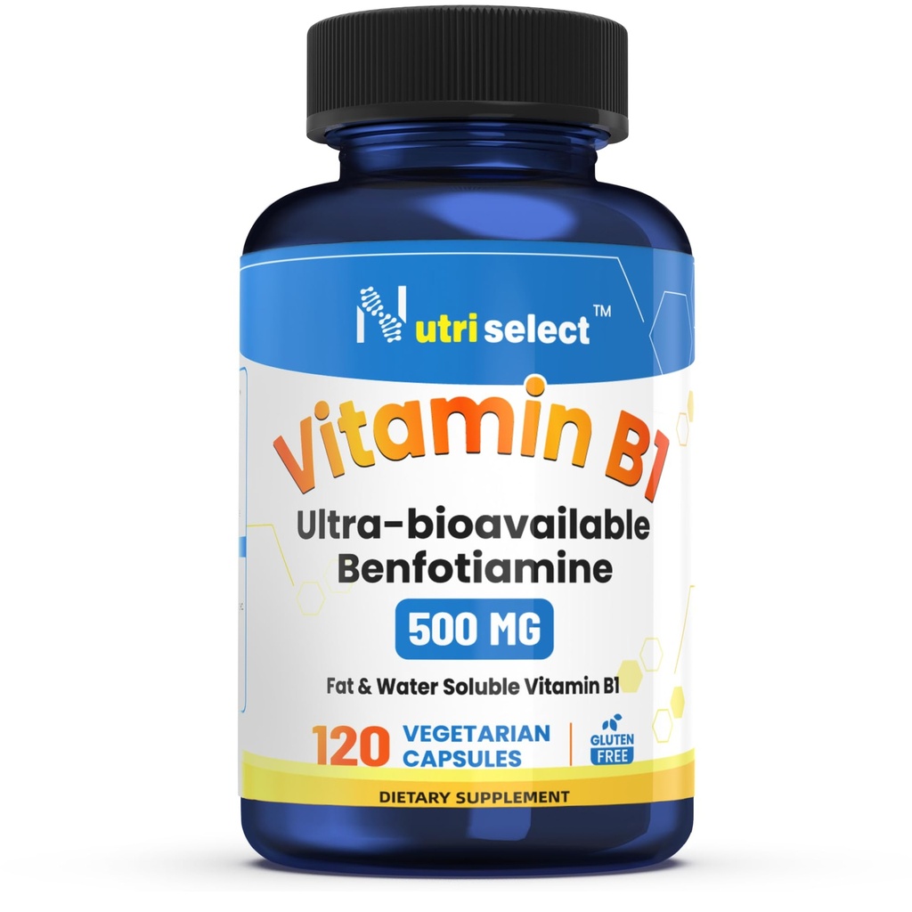 120 capsule contenenti 500 mg di vitamina B1, Non OGM, Vegan, Gluten Free, Benfotiamine