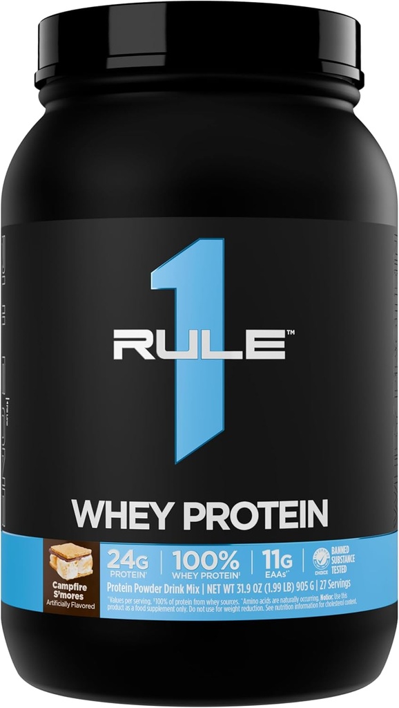 Regola 1 Whey Protein – 24g Proteine ad azione rapida da fonti all-Whey con EAAs e BCAA per il recupero di allenamento o in qualsiasi momento uso (2 Pounds*, Campfire S'Mores)