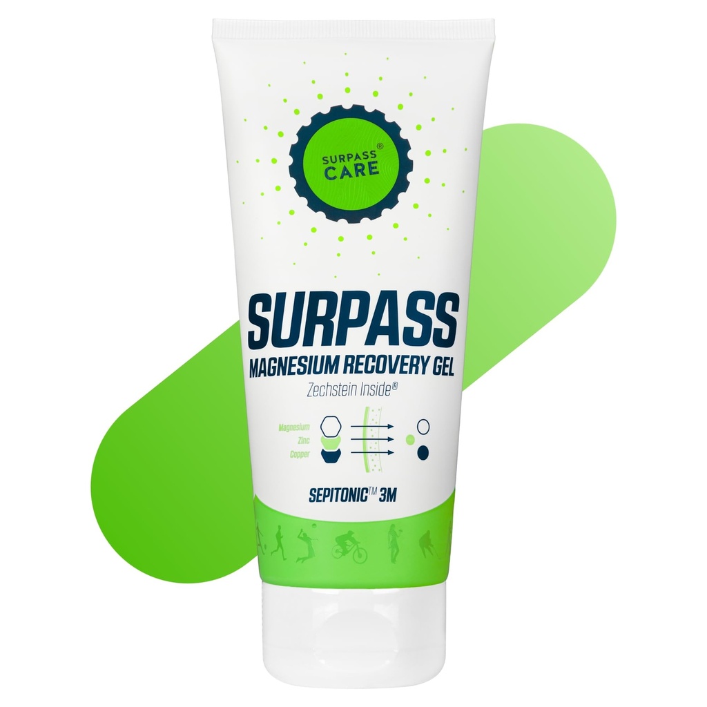 Surpass Professional Magnesium Menthol Gel for Athletes | Muscle Cooling Effect | Boosts Post-Activity Recovery & Performance | Aiuta a prevenire Cramps | Magnesio Topico ad alto assorbimento (6.76oz)