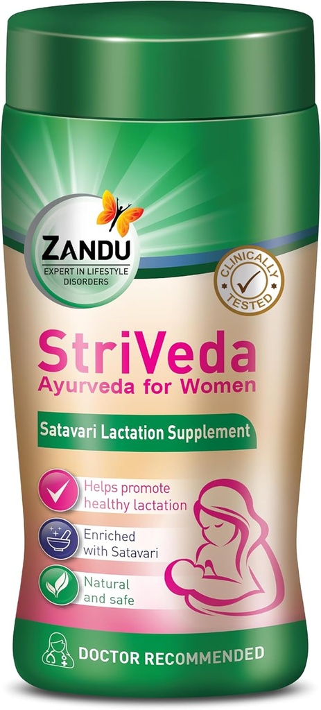 Zandu Striveda Shatavari Lactation Supplement Powder, Baby for Increasing Breast Milk Supply, 210 G, Doctor Consigliato, Naturale e sicuro