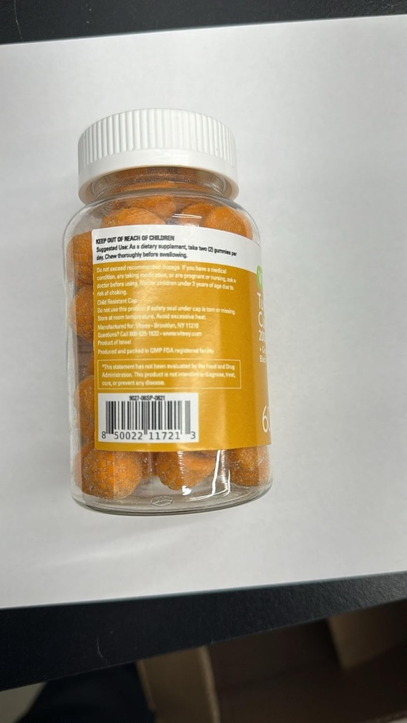 Gummie curcuma curcuma curcuma con Ginger & Black Pepper Herbal Supplement, 2000 mg, supporto immunitario, pelle sana e salute comune, Vegan, Pectin Based, per adulti e adolescenti-Chewable Peach Flavor