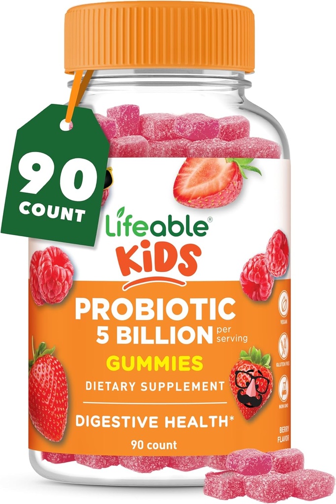 Probiotici vitali per bambini Gummies | 50mg (5 miliardi) | Probiotici per bambini di grande gusto | per la salute e il supporto immunitario | Gummie probiotici per ragazzi e ragazze | 90 Gummies