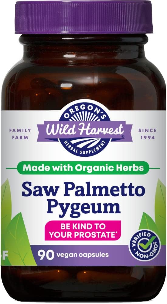 L'Oregon's Wild Harvest Saw Palmetto Pygeum Capsule, Integratori Erboristici Non OGM, 90 Conte