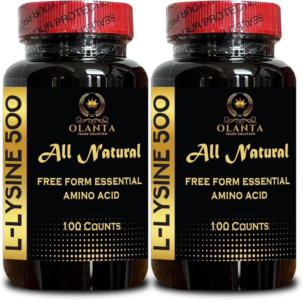 L-LYSINE 500 mg Aminoacido essenziale - Fornisce equilibrio ad un'alta assunzione di Arginina L Integratore di lisina Promuove l'energia, potenzia il sistema di immunità - 2 bottiglie 200 conti