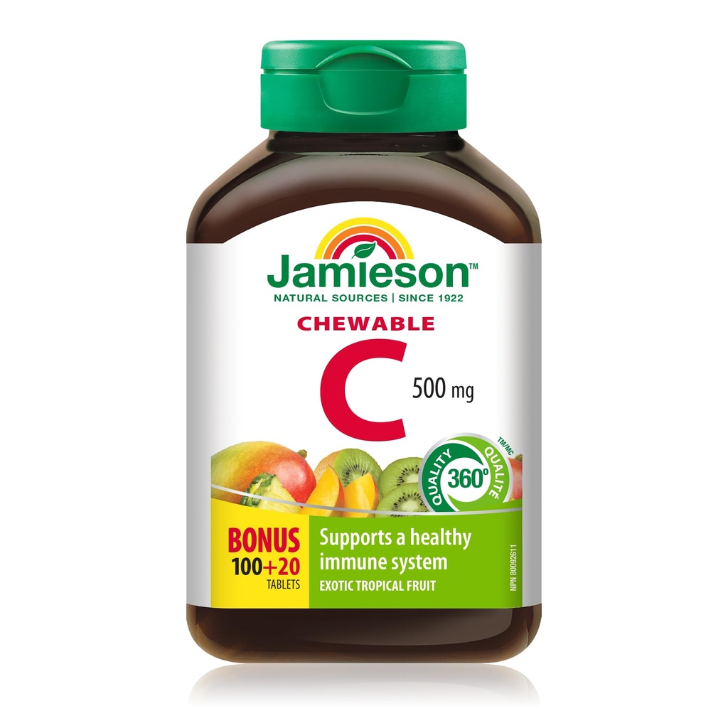 Jamieson Chewable Vitamin C 500 mg di frutta tropicale esotica, 120ct, importato dal Canada}