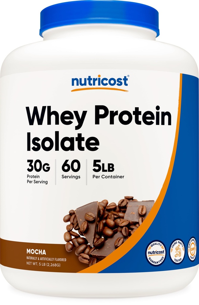 Nutricost Whey Protein Isolate (Mocha) 5LBS - Gluten Free & Non OGM