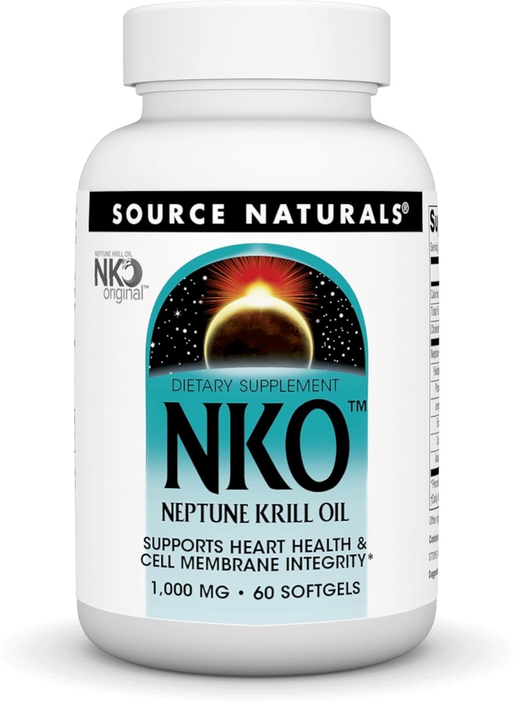 Fonte Naturals NKO Neptune Krill Oil, Supporta la salute del cuore e la membrana cellulare Integrity*, 1.000 mg - 60 SoftGels