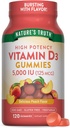 Vitamina D3 Gummies | 5000 IU | 120 Count | Vegetariano, Non OGM & Gluten Supplemento gratuito | Natural Peach Flavor, Confezione da 1