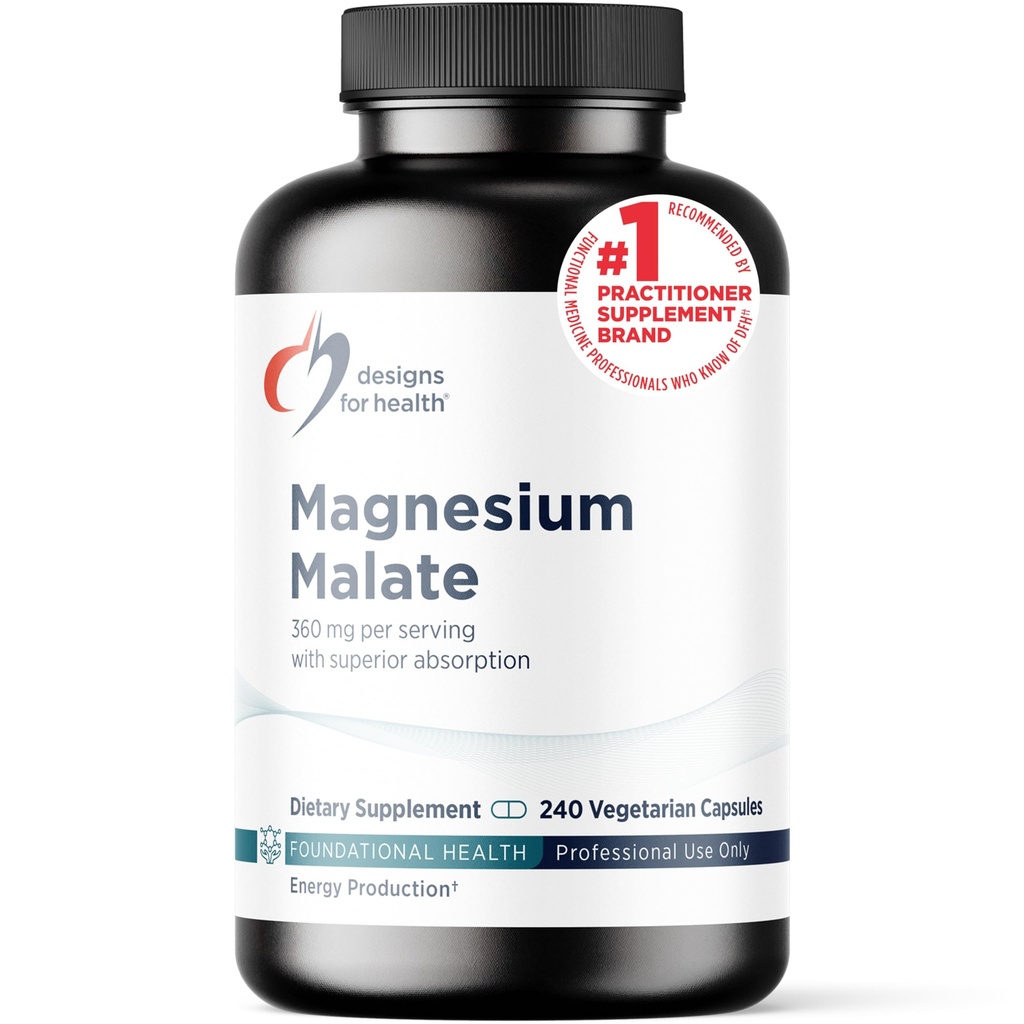 Disegni per la salute Magnesio Malato - Magnesio Chelato come Di Magnesio Malato - Forma altamente biodisponibile per sostenere l'energia, Salute Bone + Recupero Muscolare (240 Magnesio capsule Malate)