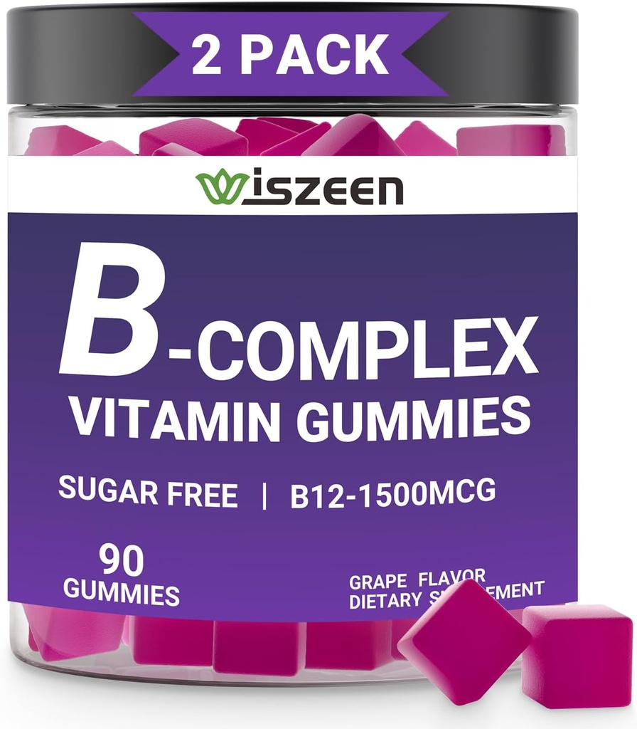 Zucchero Vitamina B Complesso Gummies con Vitamina C, Vitamine Complesso B etilate per Donne, Uomini & Adulti - B12, B1, B2, B3, B5, B6, B7, B9 - Integratore Complesso Vitamina B per Supporto Immune Energetico
