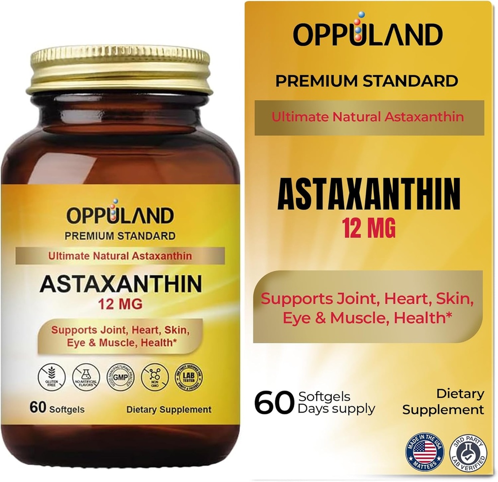 Astaxanthin 12mg | 60 Softgels | Supporta Joint, Heart, Skin and Muscle Health